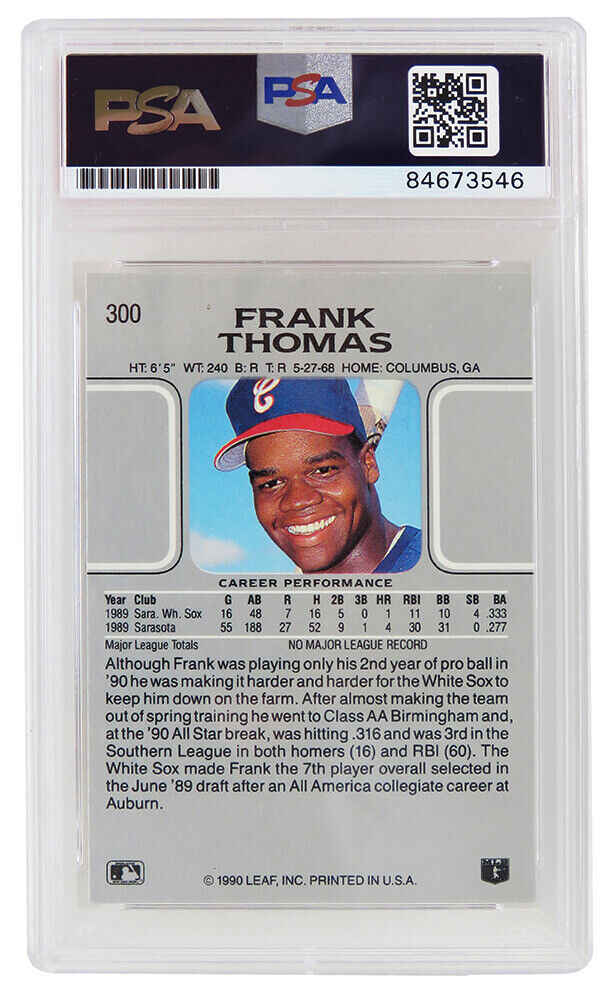 Frank Thomas Signed White Sox 1990 Leaf Rookie Baseball Card #300