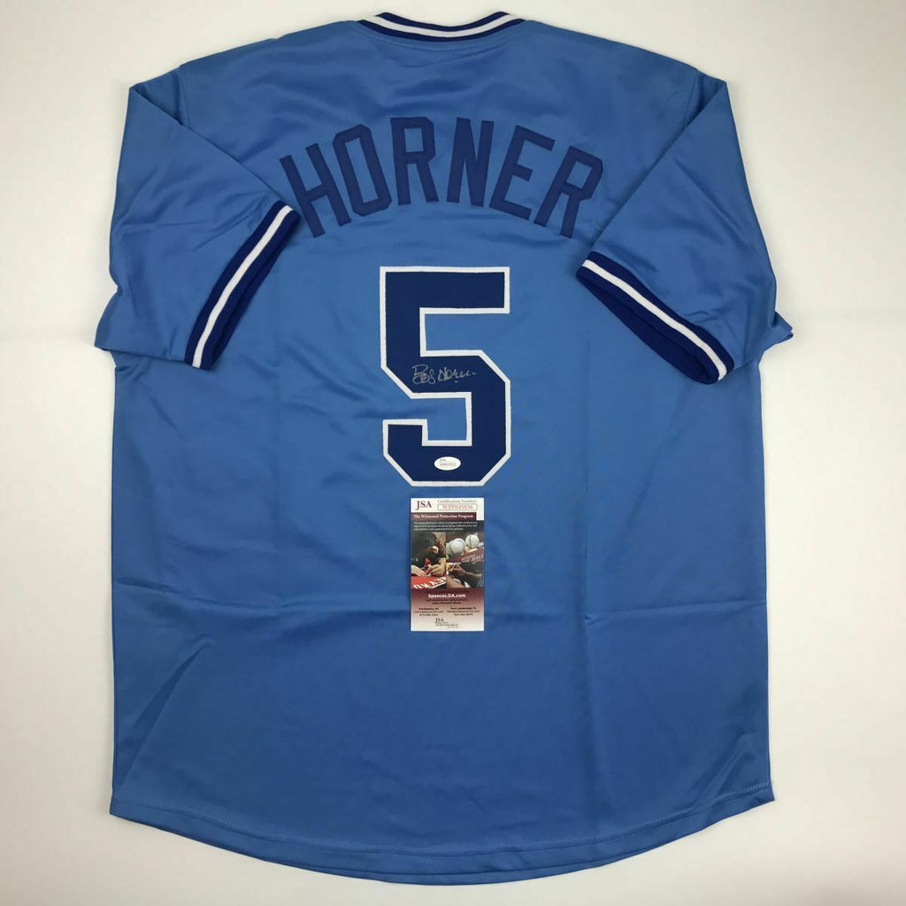 Autographed/Signed BOB HORNER Atlanta Light Blue Baseball Jersey JSA C –  Super Sports Center