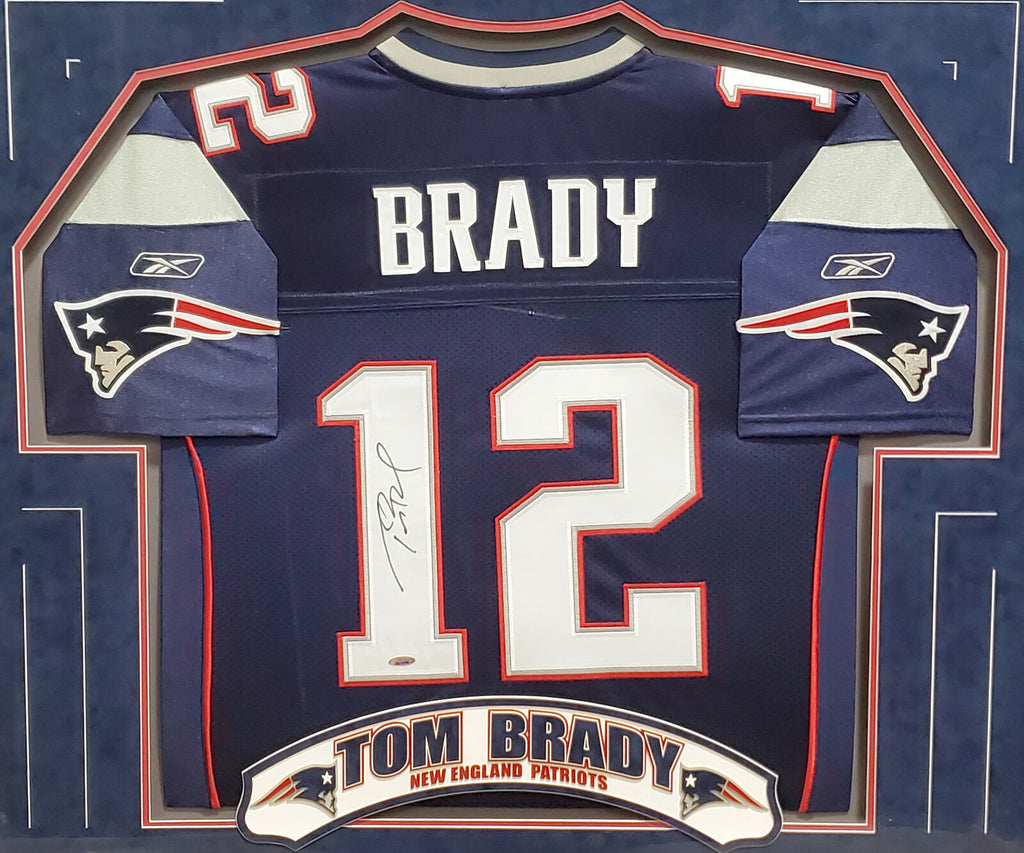 Tom Brady Autographed & Framed Navy Patriots Jersey Auto Tristar COA D18-L