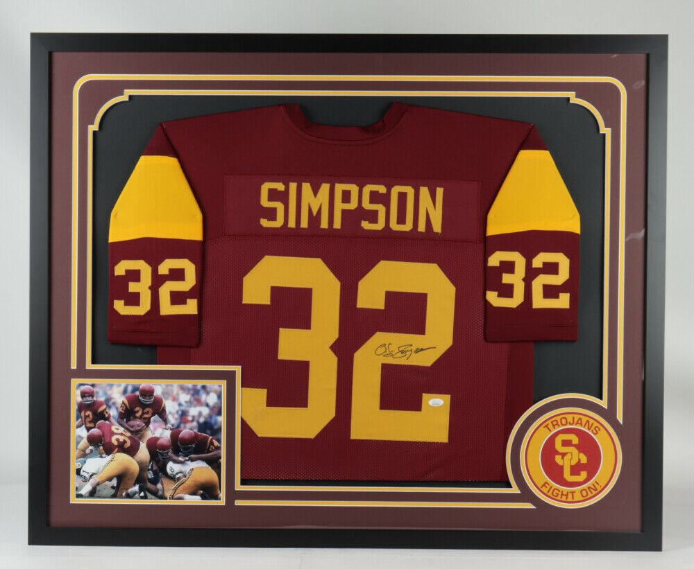 O. J. Simpson Signed Career Highlight Stat Jersey (JSA)