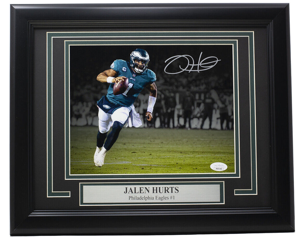 Jalen Hurts Authentic Signed Green Pro Style Framed Jersey Autographed JSA