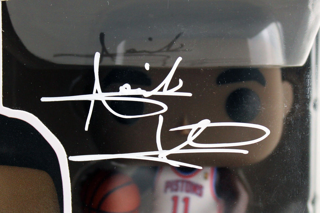 Isiah Thomas Autographed & Framed Blue Pistons Jersey Auto JSA Cert