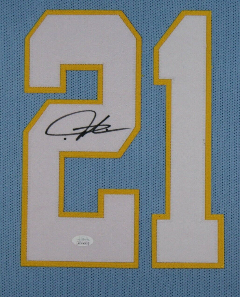 LaDainian Tomlinson Autographed and Framed Light Blue Chargers Jersey