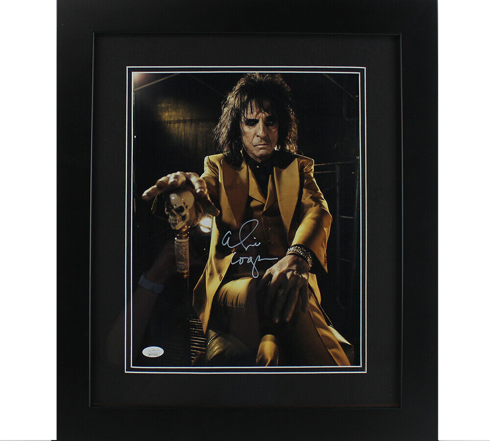 Alice Cooper Signed Framed 11x14 Photo - Sitting Legs Crossed with Cane