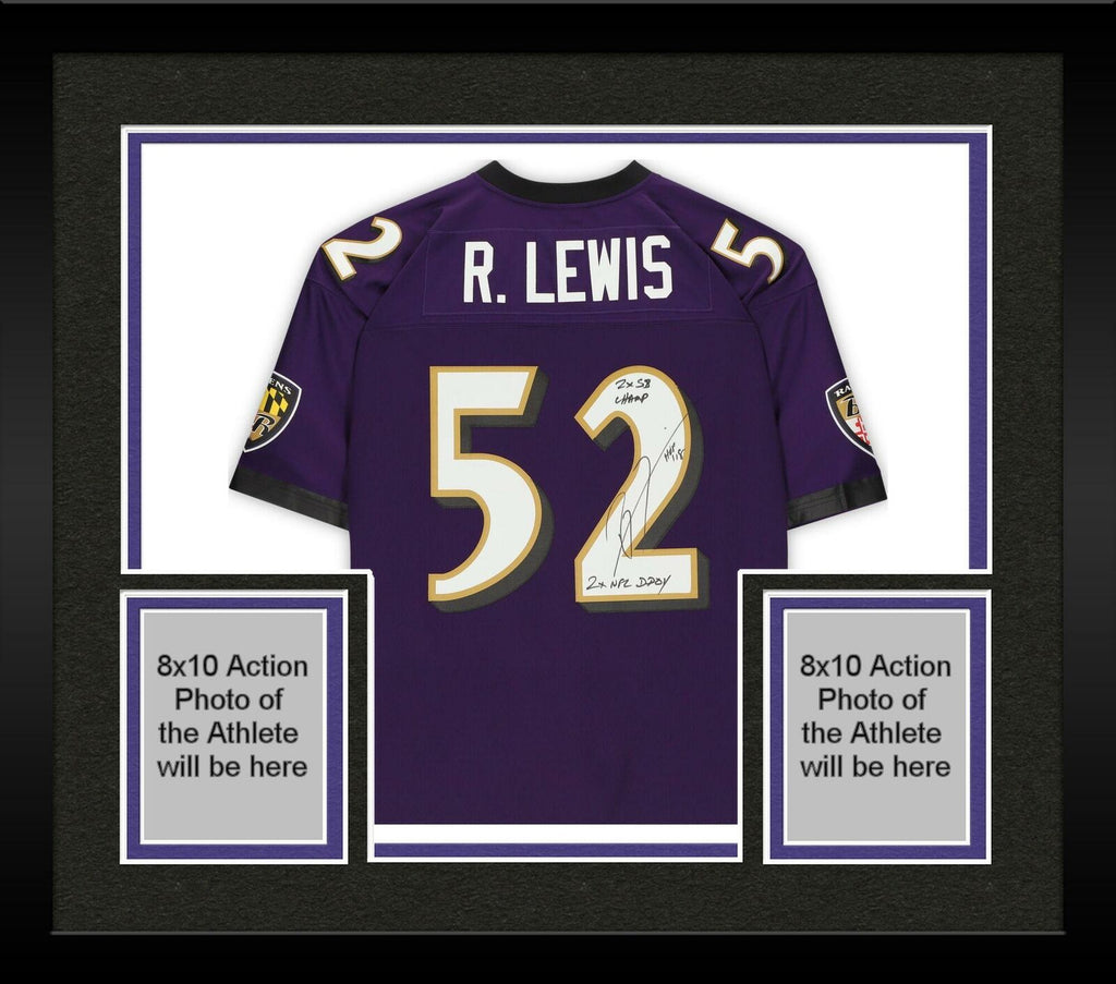 Ravens Ray Lewis Authentic Signed 8x10 Horizontal Photo w/ Purple Jersey  BAS Wit