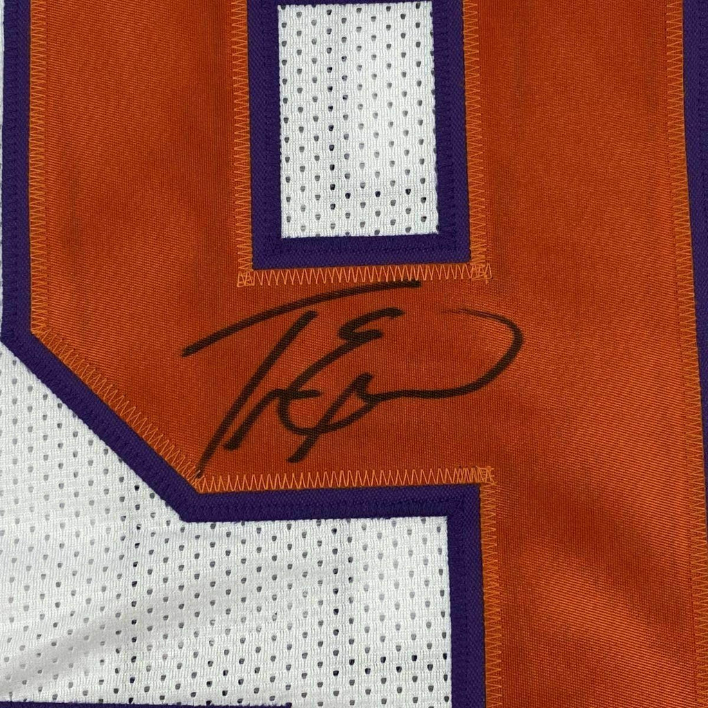Autographed/Signed Travis Etienne Jr. Clemson Orange College Football  Jersey JSA COA