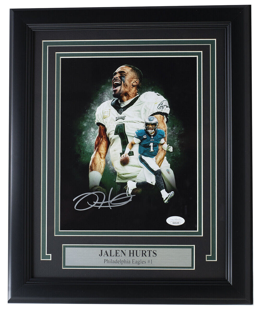 Jalen Hurts Authentic Signed Green Pro Style Framed Jersey