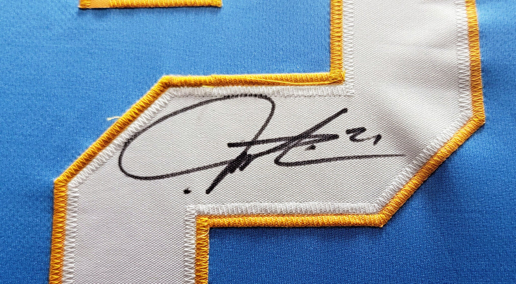 LaDainian Tomlinson Autographed and Framed Blue Chargers Jersey