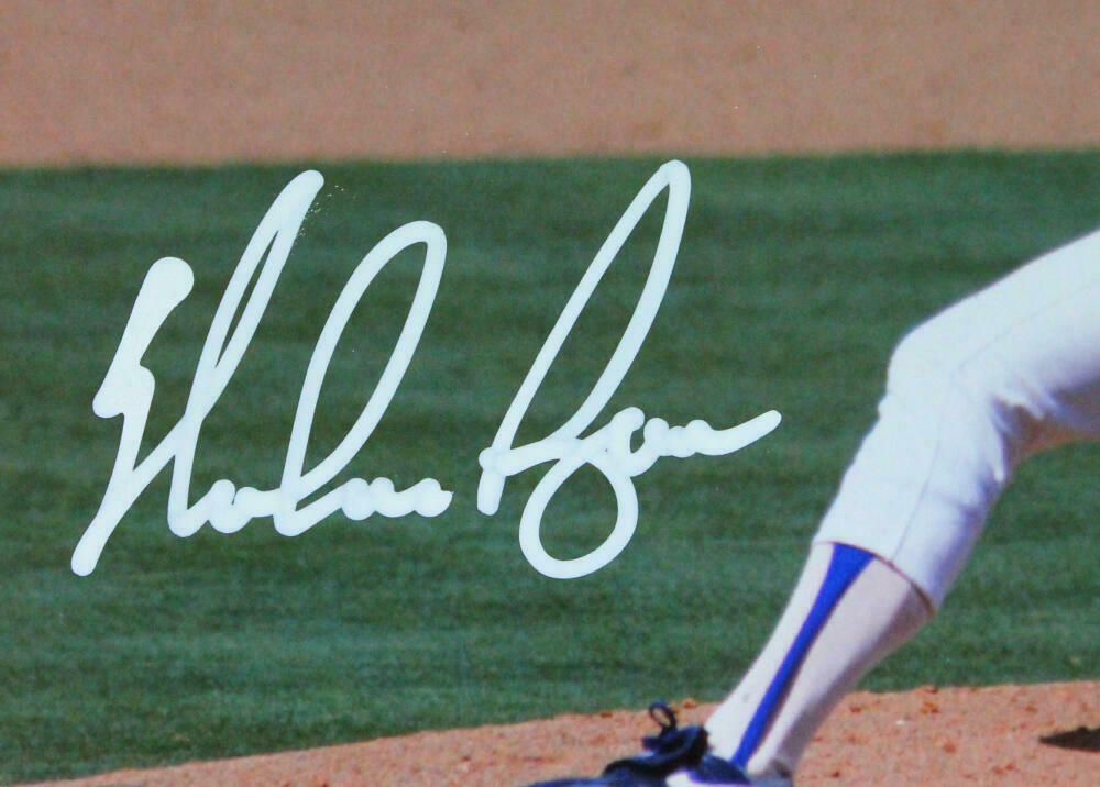 Nolan Ryan Texas Rangers Autographed 8 x 10 Blue Signature Photo Plaque.  COA.