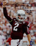 Johnny Manziel Signed Texas A&M 8x10 PF Photo Fist Pump w/ Insc - Beckett Auth