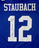 Roger Staubach Autographed Blue Pro Style Jersey w/ HOF - Beckett W Auth *1