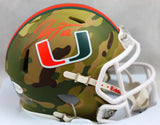 Ray Lewis Autographed Hurricanes Camo Speed Mini Helmet - Beckett W Auth *Orange