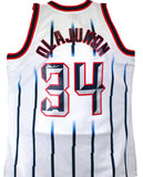 Hakeem Olajuwon Signed Rockets White M&N Hardwood Classic Swingman JSY-JSA W