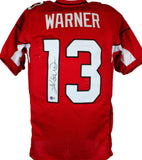 Kurt Warner Autographed Red Pro Style Jersey-Beckett W Hologram *Black