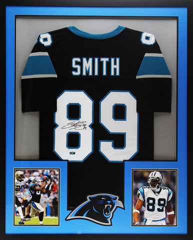 Steve Smith Sr. Signed Carolina Framed Custom Black NFL Jersey