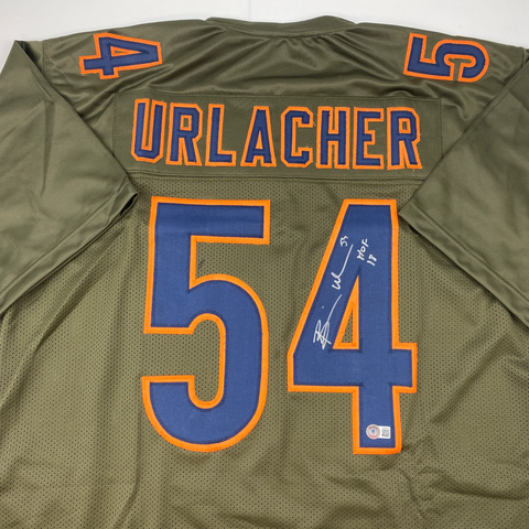 Autographed/Signed Brian Urlacher HOF 18 Salute To Service Jersey Beckett COA