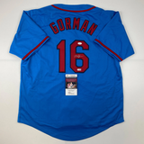 Autographed/Signed Nolan Gorman St. Louis Blue Baseball Jersey JSA COA