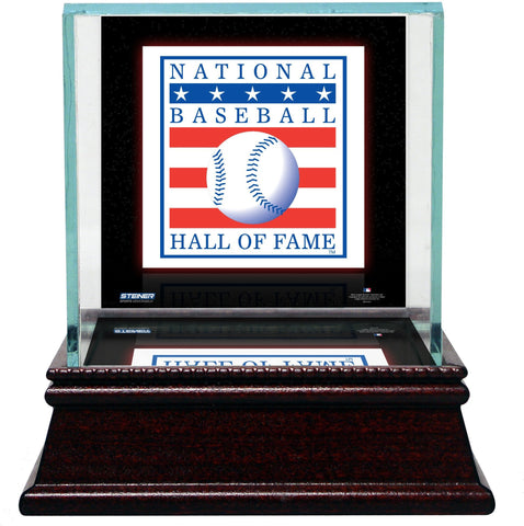 Baseball Hall of Fame Logo Background Glass Baseball Case