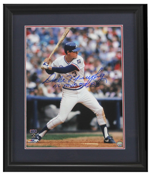 Dale Murphy Signed Atlanta Braves Framed 16x20 Throwback MLB Photo with "NL MVP 82, 83" Inscription