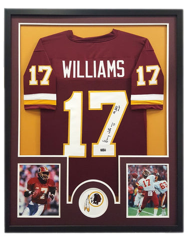 Doug Williams Signed Washington Redskins Framed Maroon Custom Jersey with "SB XXII MVP" Inscription - Circle Decal