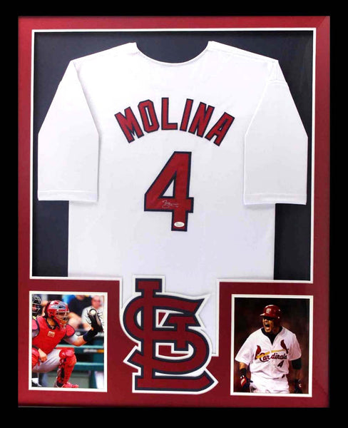 Yadier Molina Signed St Louis Cardinals Framed White Custom Jersey