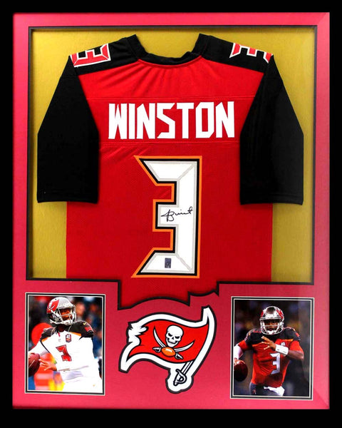 Jameis Winston Signed Tampa Bay Buccaneers Framed Red Custom Jersey Super Sports Center