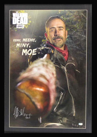 Jeffrey Dean Morgan Signed The Walking Dead Framed Full Size Eeny, Meeny, Miny, Moe Poster With "Negan" Inscription