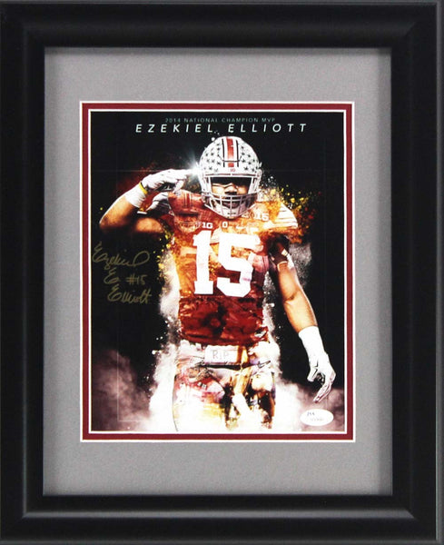 Ezekiel Elliot Signed Ohio State Buckeyes Framed 8x10 BCS Championship Photo