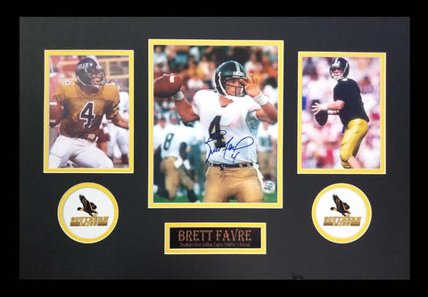 Brett Favre Signed Southern Mississippi Golden Eagles Framed 8x10 Photo - White Jersey