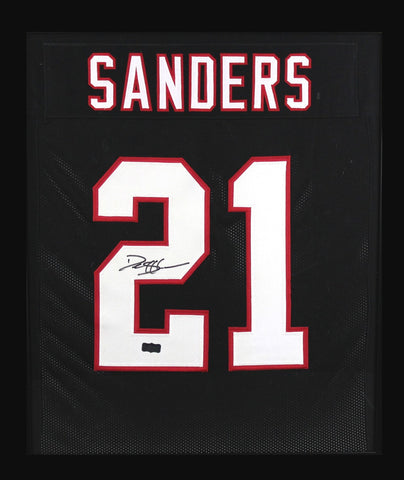 Deion Sanders Signed Atlanta Falcons Framed Black Custom Jersey