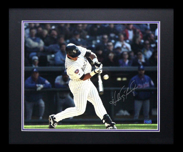 Andres Galarraga Signed Colorado Rockies Framed 16x20 - Ball On Bat