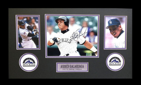 Andres Galarraga Signed Colorado Rockies Framed 8x10 Photo - Close Up