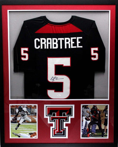 Michael Crabtree Signed Texas Tech Red Raiders Custom Black Framed Jersey