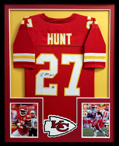 Kareem Hunt Signed Kansas City Chiefs Framed Custom Red Jersey