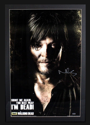 Norman Reedus Signed AMC The Walking Dead "Shoot Me Again" Framed Poster