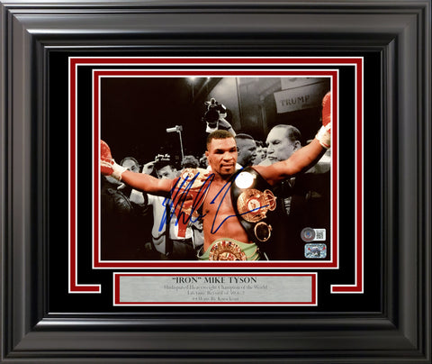 MIKE TYSON AUTOGRAPHED SIGNED FRAMED 8X10 PHOTO BELTS BECKETT BAS STOCK #206933