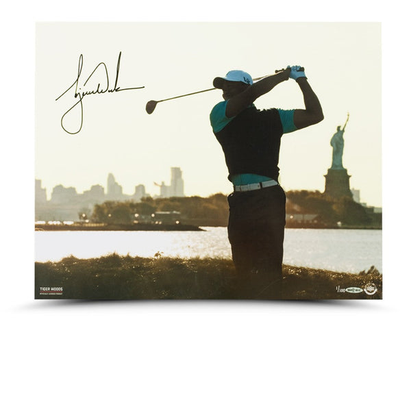 Tiger Woods Autographed Lady Liberty 16x20 Print