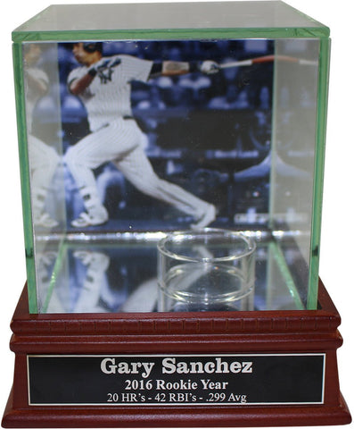 Gary Sanchez Background Glass Single Baseball Case w/ Rookie Stats Nameplate