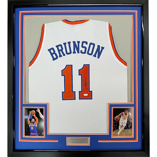 Framed Autographed/Signed Jalen Brunson 33x42 New York White Jersey JSA COA