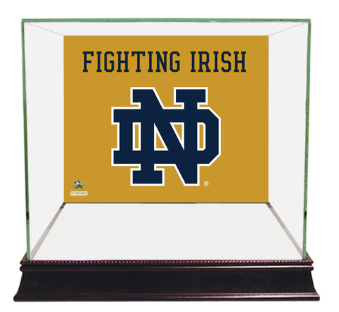 Notre Dame Fighting Irish Logo Gold Background Glass Mini Helmet Case