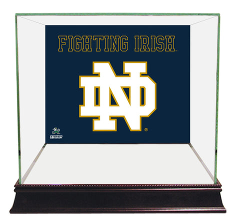 Notre Dame Fighting Irish Logo Blue Background Glass Mini Helmet Case