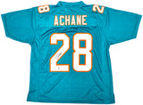 MIAMI DOLPHINS DE'VON ACHANE AUTOGRAPHED TEAL JERSEY BECKETT BAS WITNESS 221539