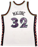 JAZZ KARL MALONE AUTOGRAPHED WHITE & PURPLE M&N 1995 AS JERSEY XL BECKETT 211885