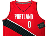 TRAILBLAZERS DAMIAN LILLARD AUTOGRAPHED RED FANATICS JERSEY XL BECKETT 214825