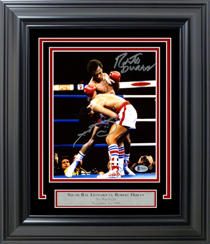 SUGAR RAY LEONARD & ROBERTO DURAN AUTOGRAPHED FRAMED 8X10 PHOTO BECKETT 209391