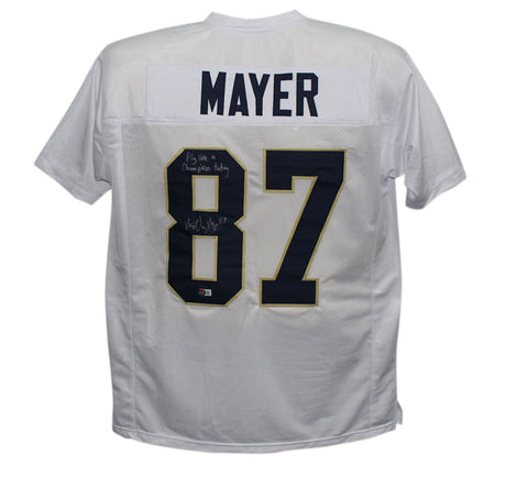 Michael Mayer Signed College Style White XL Jersey Play Like Champion BAS 37438