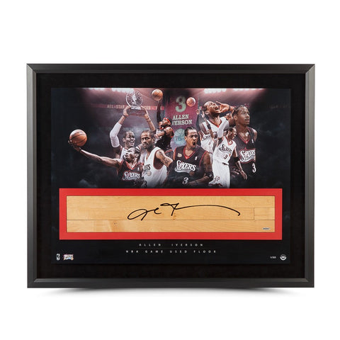 Allen Iverson Autographed NBA Game-Used Floor "The Question" Collage 36 x 24