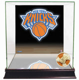 New York Knicks Logo Basketball Case w/ Game Used Net Swatch (2015 Season)