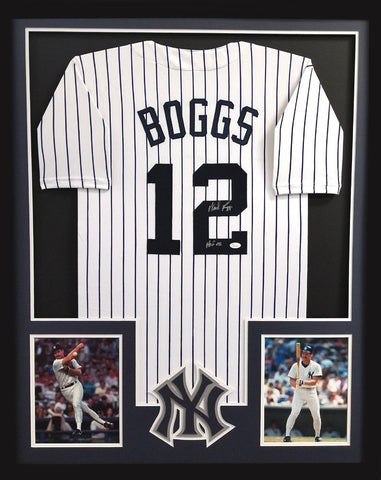 Wade Boggs Signed New York Yankees Pinstripe Framed Custom Jersey with "HOF 05" Inscription