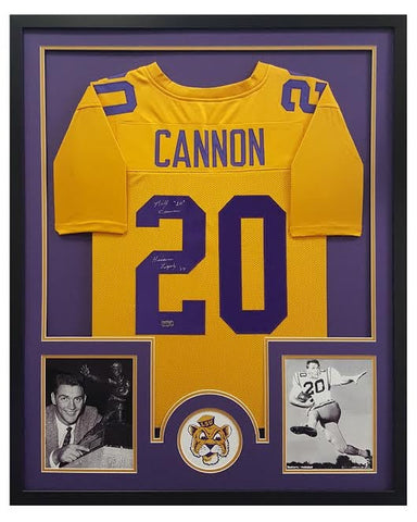 Billy Cannon Signed LSU Tigers Custom Framed Yellow Jersey